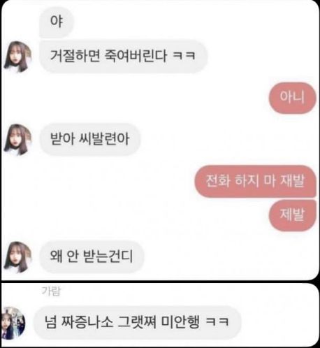 김가람 SNS 대화 내용/온라인 커뮤니티