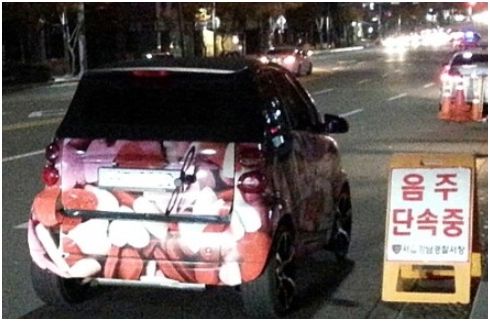 음주 단속에 적발된 노홍철 차량 / 네이버 블로그
