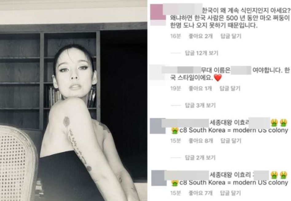 악플 논란 당시 중국 네티즌들이 악성 댓글을 달았다/이효리 SNS(인스타그램 삭제된 계정)