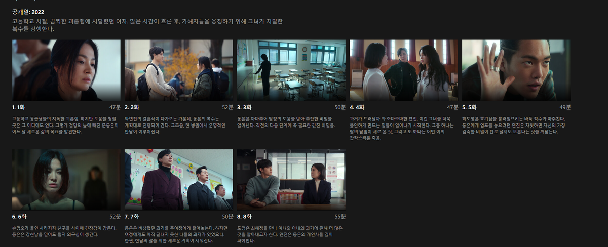 Netflix 드라마 '더글로리' 회차 편/사진=Netflix 드라마 '더글로리' 제공